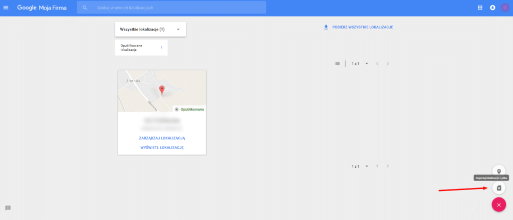 Google Moja Firma - zaimportowane miejsca