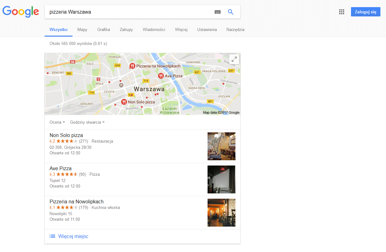 Wizytówka firmy w Google Maps