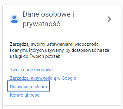 Ustawienia reklam Google
