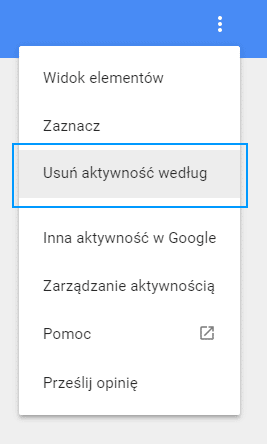 Usuwanie aktywności na koncie Google