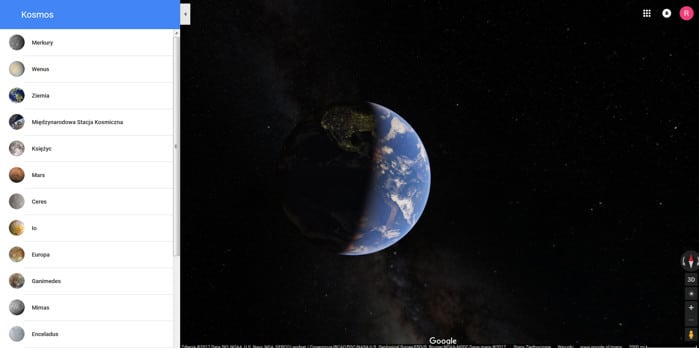 Zwiedzanie kosmosu w Google Maps