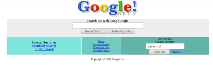 Wyszukiwarka Google BETA - Początki wyszukiwarki Google