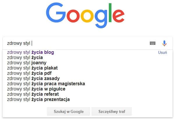 Autouzupełnienie w wyszukiwarce Google
